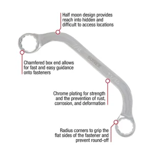 Sunex 5Pc Full Polish SAE Half Moon Box Wrench Set 9935