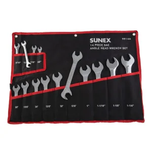 Sunex 14 Pc. Full Polish SAE Angle Head Wrench Set 9914A