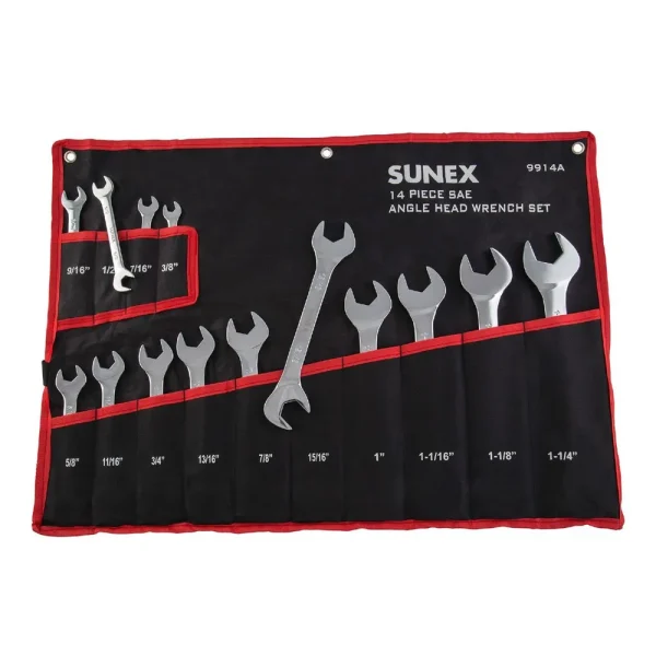 Sunex 14 Pc. Full Polish SAE Angle Head Wrench Set 9914A
