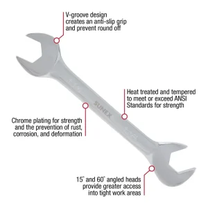 Sunex 14 Pc. Full Polish SAE Angle Head Wrench Set 9914A