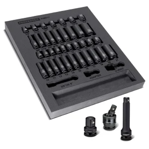 Powerbuilt 40 Piece 3/8 In. Drive 6 Point SAE and Metric Pro Tech Impact Socket Set 949011