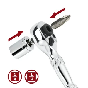Powerbuilt 1/4 In. Drive 72 Tooth Dual Head Stubby Ratchet 940478