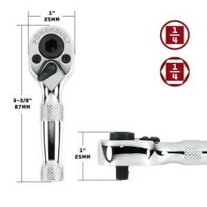 Powerbuilt 1/4 In. Drive 72 Tooth Dual Head Stubby Ratchet 940478