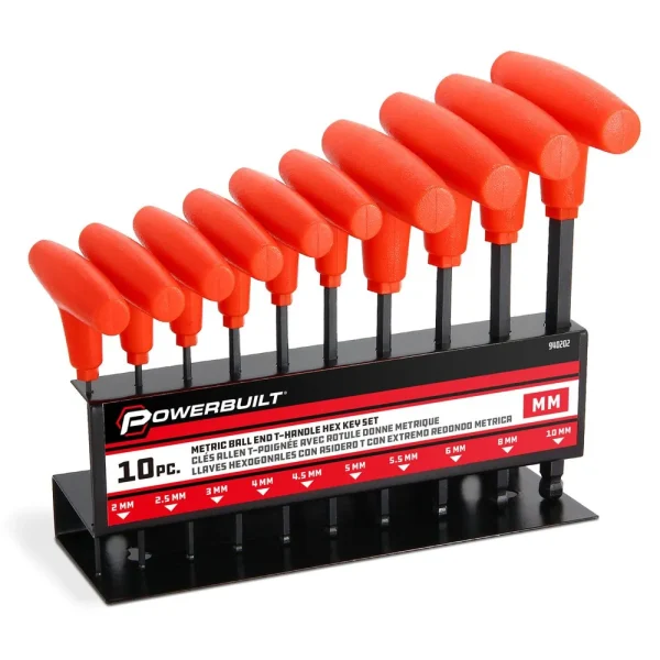 Powerbuilt 10 Piece Metric T-Handle Hex Key Wrench Set 940202