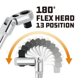 Powerbuilt 1/2 In. Drive 72 Tooth Pro Tech 17 In. Long Reach Flex Head Ratchet 649955