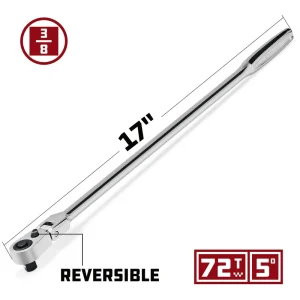 Powerbuilt 3/8 In. Drive 72 Tooth Pro Tech 17 In. Long Reach Flex Head Ratchet 649953