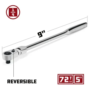 Powerbuilt 1/4 In. Drive 72 Tooth Pro Tech 9 In. Long Reach Flex Head Ratchet 649951