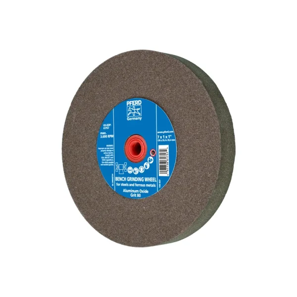 PFERD 61757 Vitrified Bench Wheel, UNIVERSAL, 7″ x 1 x 1, 80 Grit, Aluminum Oxide