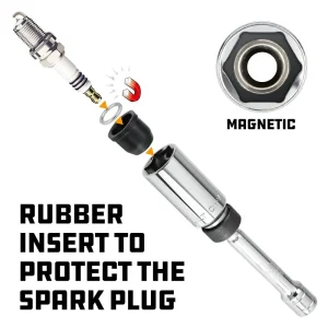 Powerbuilt 3/8 In. Drive x 5/8 In. x 6 In. Magnetic Swivel Spark Plug Socket 641852