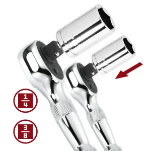 Powerbuilt 2 Piece 1/4 In. and 3/8 In. Drive 72 Tooth Stubby Ratchet Set 640927