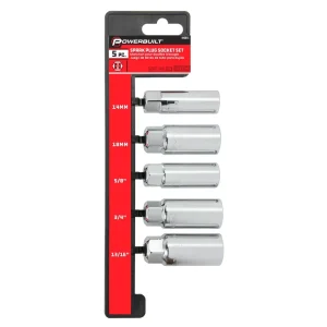 Powerbuilt 5 Piece 3/8 In. Drive Spark Plug Socket Set 640855