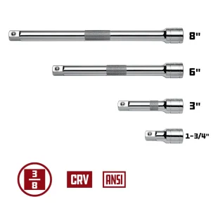 Powerbuilt 4 Piece 3/8 In. Drive Socket Extension Bar Set 640844