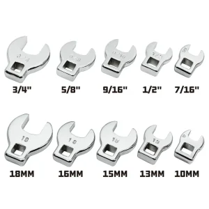 Powerbuilt 10 Piece 3/8 In. Drive SAE and Metric Crowfoot Wrench Set 640830