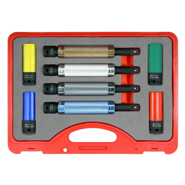 Powerbuilt 8 Piece Torque-Limiting Extension Bar and Lug Nut Socket Set 240258