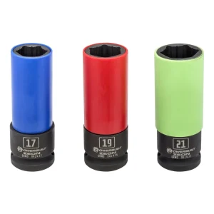 Powerbuilt 3 Piece Zeon SAE Lug Nut Socket Set for Damaged Lug Nuts 240097