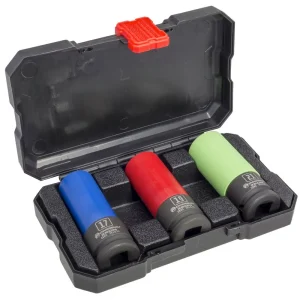 Powerbuilt 3 Piece Zeon SAE Lug Nut Socket Set for Damaged Lug Nuts 240097