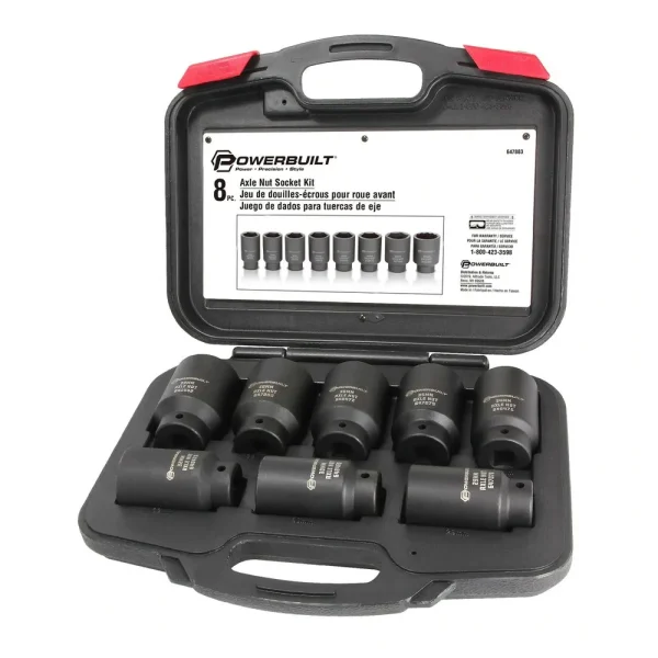 Powerbuilt 8 Piece Master 6 Point Axle Nut Socket Set 647883