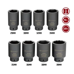 Powerbuilt 8 Piece Master 6 Point Axle Nut Socket Set 647883