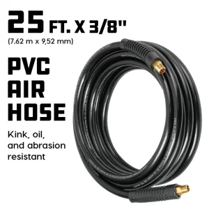 Powerbuilt 25 Foot by 3/8 Inch PVC Air Hose 642134