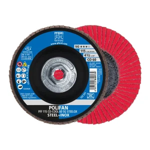 PFERD 62623 Flap Disc, 4-1/2″ x 5/8-11, CO-COOL SG STEELOX, 60 Grit, T27, Flat, Ceramic oxide, 10/BOX