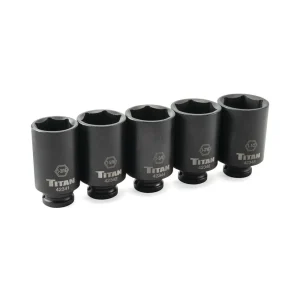 Titan Tools 5 pc. 1/2 in. Dr Deep Impact Socket Set 42806