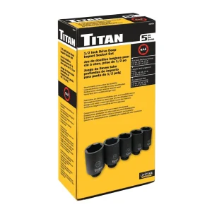 Titan Tools 5 pc. 1/2 in. Dr Deep Impact Socket Set 42806