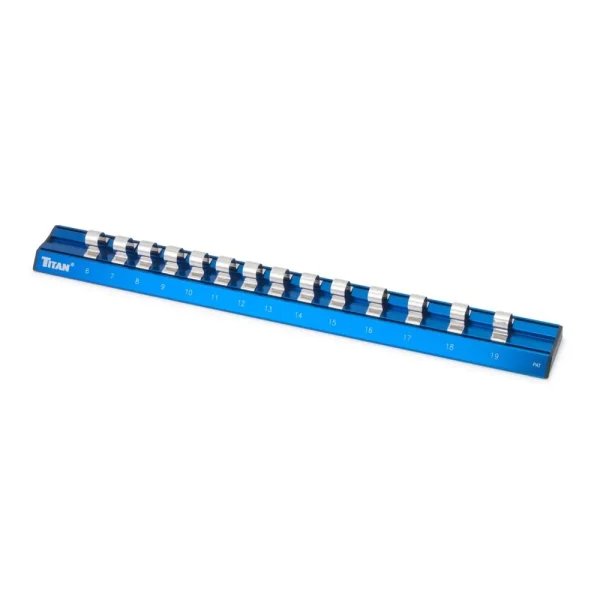 Titan Tools 3/8 in. Drive Metric Magnetic Aluminum Socket Rail 38098