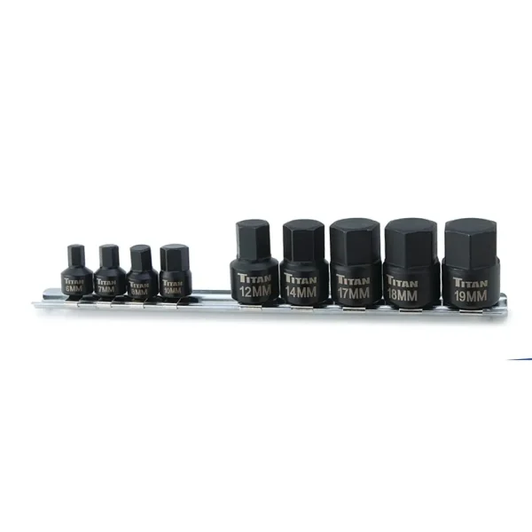 Titan Tools 9 pc. Stubby Metric Hex Bit Socket Set 16141