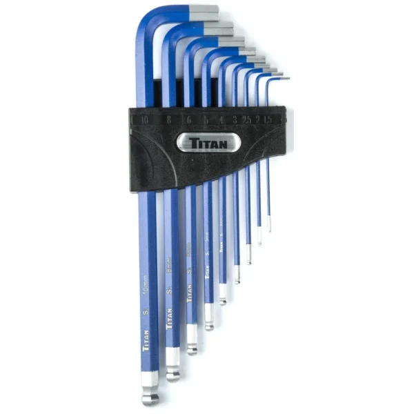 Titan Tools 9 pc. Metric Extra Long Non Slip Hex Key Set 12714