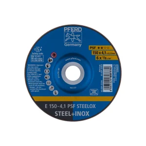 PFERD 63398 Grinding Wheel, 6″ x 1/8 x 7/8, PSF STEELOX, T27, Aluminum oxide, 10/BOX