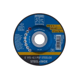 PFERD 63410 Grinding Wheel, 4-1/2″ x 1/8 x 7/8, PSF STEELOX, T27, Aluminum oxide, 10/BOX