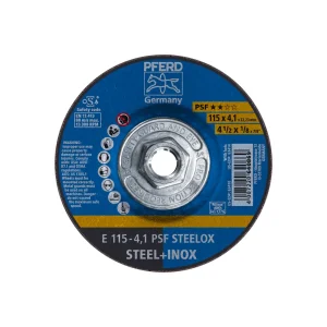 PFERD 63414 Grinding Wheel, 4-1/2″ x 1/8 x 5/8-11, PSF STEELOX, T27, Aluminum oxide, 10/BOX