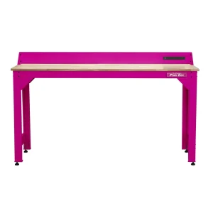 The Original Pink Box 72 in. Steel Worktable Frame Pink With Butcher Block Work Top PB72WTF_BB