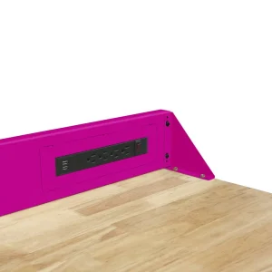 The Original Pink Box 72 in. Steel Worktable Frame Pink With Butcher Block Work Top PB72WTF_BB