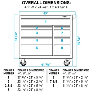 Viper Tool Storage 41 in. 9 Drawer 304 Stainless Steel Rolling Cabinet V412409SSR