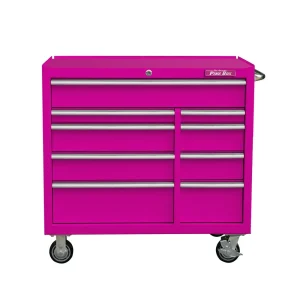 The Original Pink Box 41 in. 9-Drawer 18G Steel Rolling Cabinet Pink PB412409R