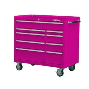 The Original Pink Box 41 in. 9-Drawer 18G Steel Rolling Cabinet Pink PB412409R