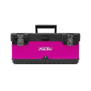 The Original Pink Box 20 in. Portable Steel Toolbox With Removeable Tray Pink PB20PTB