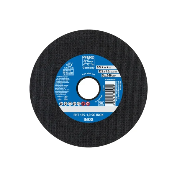 PFERD 63646 Cut-Off Wheel, 5″ x .040 x 7/8, SG INOX, T1, Aluminum oxide, 25/BOX