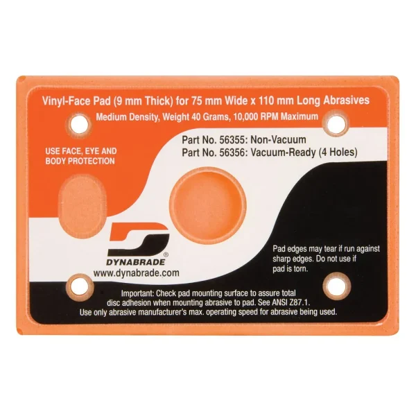 Dynabrade 3 in. x 4-1/4 in. Non-Vacuum Dynabug II Pad Vinyl-Face 56355