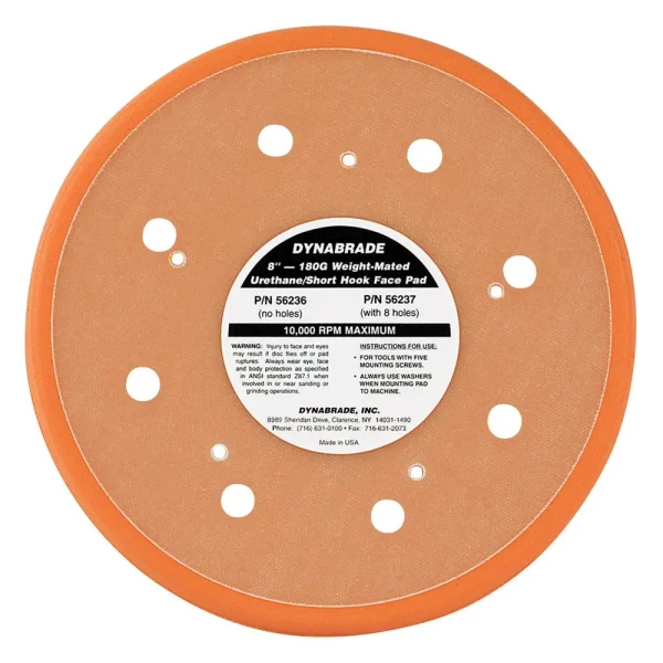 Dynabrade 8 in. Dia. Vacuum Disc Pad Hook-Face Short Nap 56237