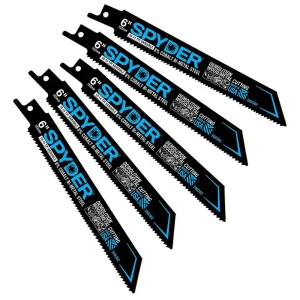 Spyder Products 5 Piece Black Series Bi Metal Reciprocating Saw Blades 10/14 – 6 in. 200302