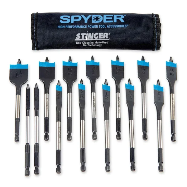 Spyder Products 14-Piece Spade Bit Set with Pouch 11001
