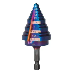 Spyder Products 10 Step Bit Mach-Blue Hex Shank 1/4 in. – 1-3/8 in. 19024