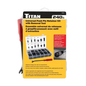 Titan Tools 240 pc. Universal Push Pin Retainer Kit with Removal Tool 85520