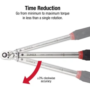 Sunex Torque Wrench Indexing 5 to 80 ft-lb 16 pos 48T 3/8 in. Dr 30580
