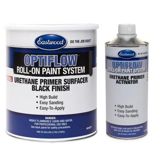 Eastwood OptiFlow Urethane Primer Gallon and Activator Kit – Automotive Roll-On Paint – Black