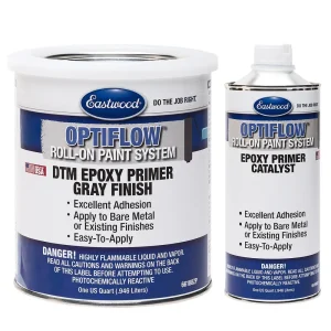 Eastwood OptiFlow Epoxy Primer Quart and Catalyst Kit – Automotive Roll-On Paint – Gray