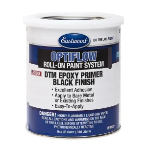Eastwood OptiFlow Epoxy Primer Quart and Catalyst Kit – Automotive Roll-On Paint – Black
