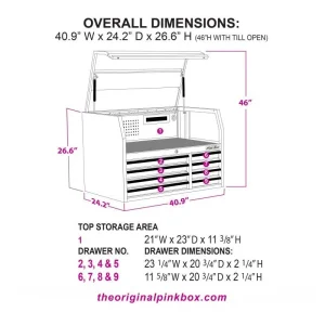 The Original Pink Box 41 in. 8-Drawer Steel Top Chest Pink PB4108C